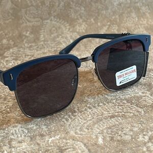 Brand New True Religion Clubmaster Classic Square Metal Sunglasses Blue Accent